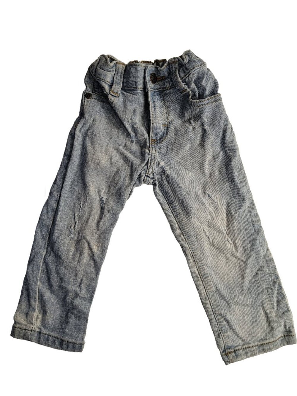 Boy's Size 2T Fashionably Distressed Elastic Waist Wrangler Light Blue Jeans